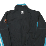 STARTER Mens Black & Blue All Star Game Zip Jacket M Polyester Blend Striped