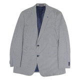 TOMMY HILFIGER Mens Grey & Blue Classic Jacket XL Cotton Woven Button Closure