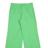 Green Womens Relaxed Wide-Leg Trousers W30 L30 Polyester Blend Zip Plain