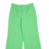 Green Womens Relaxed Wide-Leg Trousers W30 L30 Polyester Blend Zip Plain