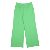 Green Womens Relaxed Wide-Leg Trousers W30 L30 Polyester Blend Zip Plain