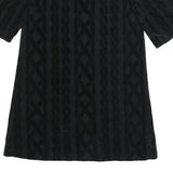 JUICY COUTURE Womens Black Velvet Patterned Day Dress Cotton Blend Half Sleeve S