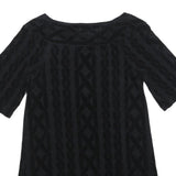 JUICY COUTURE Womens Black Velvet Patterned Day Dress Cotton Blend Half Sleeve S