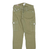 TRUE RELIGION Womens Cotton Blend Slim Cargo Trousers W25 L30 Olive Green Casual