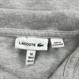 Age 14 Lacoste Polo Shirt - Large Gray Cotton