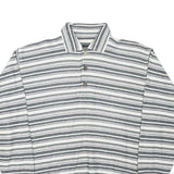 PICDOR Mens Grey & White Striped Collared M Cotton Blend Pullover Sweatshirt