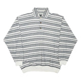 PICDOR Mens Grey & White Striped Collared M Cotton Blend Pullover Sweatshirt