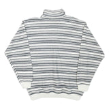 PICDOR Mens Grey & White Striped Collared M Cotton Blend Pullover Sweatshirt