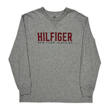Tommy Hilfiger Spellout Long Sleeve T-Shirt - 2XL Gray Cotton