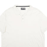 CALVIN KLEIN Mens White Polo Shirt 2XL Short Sleeve Plain Cotton Casual