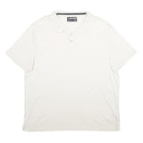 CALVIN KLEIN Mens White Polo Shirt 2XL Short Sleeve Plain Cotton Casual
