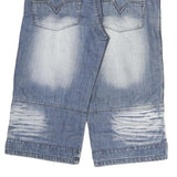FLAG JEANS Mens Denim Shorts Blue L W32 Relaxed Fit Casual Faded Wash