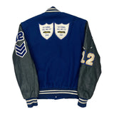 Sectional 9Th 100 Fly 2010, Sectional 6Th 100 Fly 2011 Holloway Varsity Jacket - Small Blue Leather