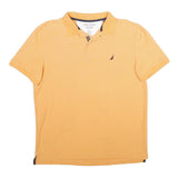 NAUTICA Mens Yellow Short Sleeve Plain L Cotton Blend Polo Shirt Classic