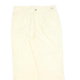 Womens Cotton Cream Regular Fit Straight Leg Trousers W32 L27 Classic Style Zip