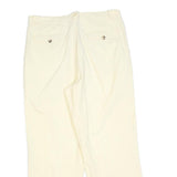 Womens Cotton Cream Regular Fit Straight Leg Trousers W32 L27 Classic Style Zip