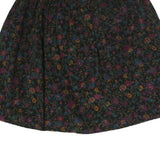LL BEAN Womens Black Floral Cotton Blend Pleated Knee Length Skirt S