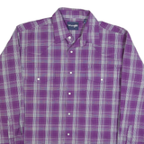 WRANGLER Mens Purple & White Check Shirt L Button-Down Long Sleeve Casual Cotton