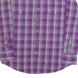 WRANGLER Mens Purple & White Check Shirt L Button-Down Long Sleeve Casual Cotton