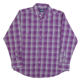 WRANGLER Mens Purple & White Check Shirt L Button-Down Long Sleeve Casual Cotton