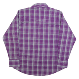 WRANGLER Mens Purple & White Check Shirt L Button-Down Long Sleeve Casual Cotton