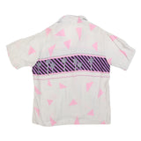 OFF SHORE Mens White & Pink Abstract Rayon Shirt L Lightweight Summer Casual