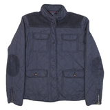 TOMMY HILFIGER Womens Navy Blue Quilted Jacket M Polyester Blend Zip Casual