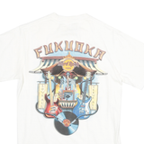 HARD ROCK CAFE Mens White S Graphic T-Shirt Short Sleeve Crew Neck Music Design