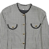 Womens Black & White Houndstooth Button Jacket M Polyester Blend Classic