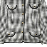 Womens Black & White Houndstooth Button Jacket M Polyester Blend Classic