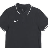 NIKE Mens Black & White Short Sleeve Plain Polo Shirt S Cotton Blend Casual