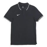 NIKE Mens Black & White Short Sleeve Plain Polo Shirt S Cotton Blend Casual