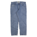 WRANGLER Mens Blue Regular Fit Straight Leg Denim Medium W37 L30 Cotton Zip