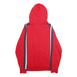 CHAMPION Mens Red Hoodie S Cotton Blend Pullover Logo Tape Stripe