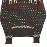 Rare Vintage POLO RALPH LAUREN Womens Brown & Cream Fair Isle Jumper V-Neck M