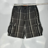 Lee Checked Cargo Shorts - 31W 11L Black & White Cotton