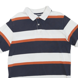 NAUTICA Mens Navy White & Rust Striped Cotton Blend Short Sleeve Polo Shirt M