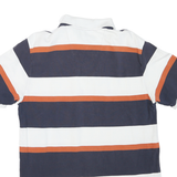 NAUTICA Mens Navy White & Rust Striped Cotton Blend Short Sleeve Polo Shirt M