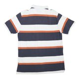 NAUTICA Mens Navy White & Rust Striped Cotton Blend Short Sleeve Polo Shirt M