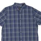 ARMANI EXCHANGE Mens Blue Plaid Shirt 2XL Cotton Blend Short Sleeve Casual