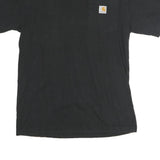 CARHARTT Mens Black Plain T-Shirt S Short Sleeve Crew Neck Logo Pocket
