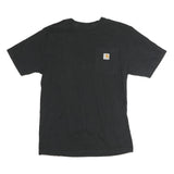 CARHARTT Mens Black Plain T-Shirt S Short Sleeve Crew Neck Logo Pocket