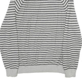 NAUTICA Mens Grey Stripe Patterned Shawl Collar Jumper Crew Neck Basic Knit L
