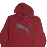 PUMA Mens Red Hoodie L Cotton Pullover Sportswear Logo Sweatshirt
