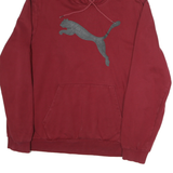 PUMA Mens Red Hoodie L Cotton Pullover Sportswear Logo Sweatshirt