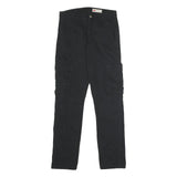 WRANGLER Mens Black Regular Straight Cotton Blend Trousers W29 L30 Cargo Pocket