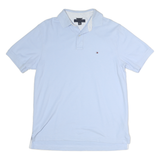 TOMMY HILFIGER Mens Blue Short Sleeve Plain Polo Shirt M Classic Fit Elegant