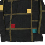 STEVE EVANS Womens Black Cotton Blend Button Jacket XL Colourblock Pattern