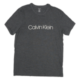 CALVIN KLEIN Mens Grey Crew Neck Short Sleeve T-Shirt M Cotton Blend Logo Print
