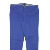 TOMMY HILFIGER Womens Cotton Blend Slim Blue Straight Trousers W34 L28 Casual